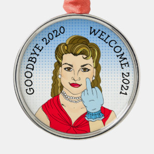 Ornement En Métal Adieu 2020 Bienvenue 2021 Funny Retro Christmas