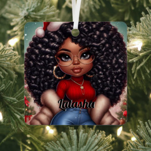 Ornement En Métal Africaine-Américaine mignonne de Noël