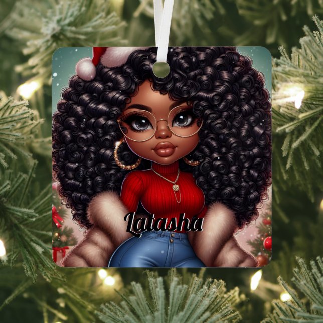 Ornement En Métal Africaine-Américaine mignonne de Noël (Insitu)