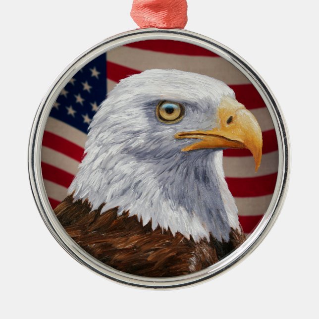 Ornement En Métal Aigle et drapeau américains (Devant)