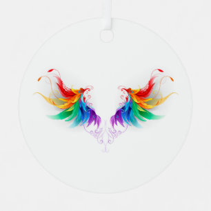 Ornement En Métal Ailes fluffy arc-en-ciel