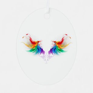 Ornement En Métal Ailes fluffy arc-en-ciel