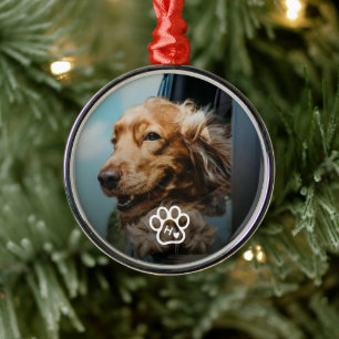 Ornement En Métal Ajoutez Votre Propre Photo Monogramme Chiens Anima