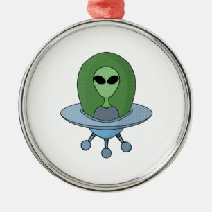Ornement En Métal Alien dans son petit vaisseau spatial