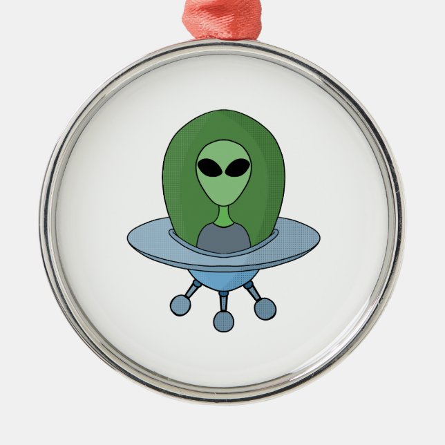 Ornement En Métal Alien dans son petit vaisseau spatial (Devant)