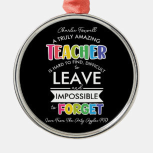 Ornement En Métal amazing teacher is hard to find impossible forget
