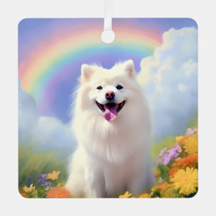 Ornement En Métal American Eskimo Dog Memorial Nom personnalisé Rain