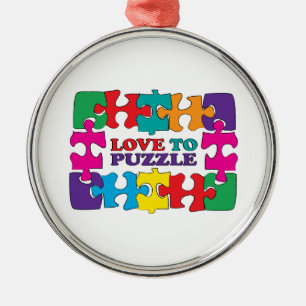 Ornement En Métal Amour au puzzle