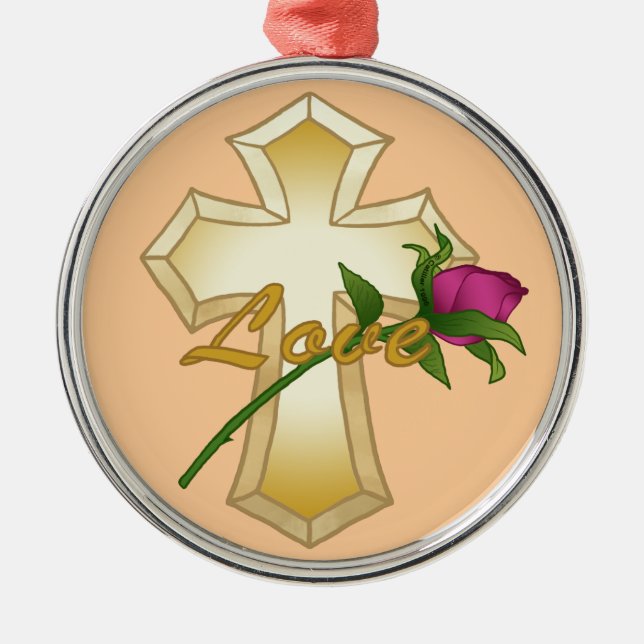 Ornement En Métal Amour Rose Croix chrétienne (Devant)