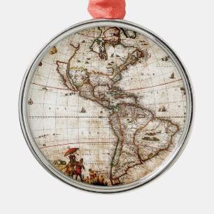Ornement En Métal Ancienne carte du continent américain