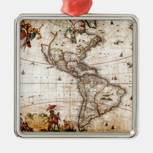 Ornement En Métal Ancienne carte du continent américain