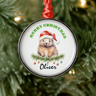 Ornement En Métal Animaux australiens personnalisés pour Noël Wombat