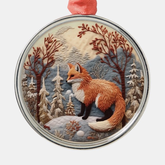 Ornement En Métal Animaux de Noël de Fox 3D (Devant)