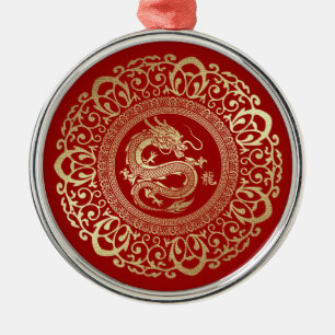 Ornement En Métal Année chinoise du dragon   Année personnalisée Red