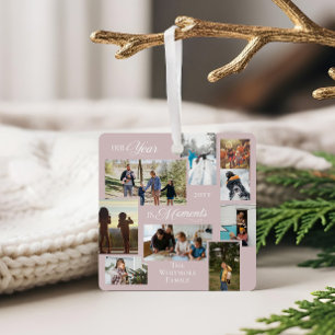 Ornement En Métal Année en instants Famille Photo Collage Keepsaké C