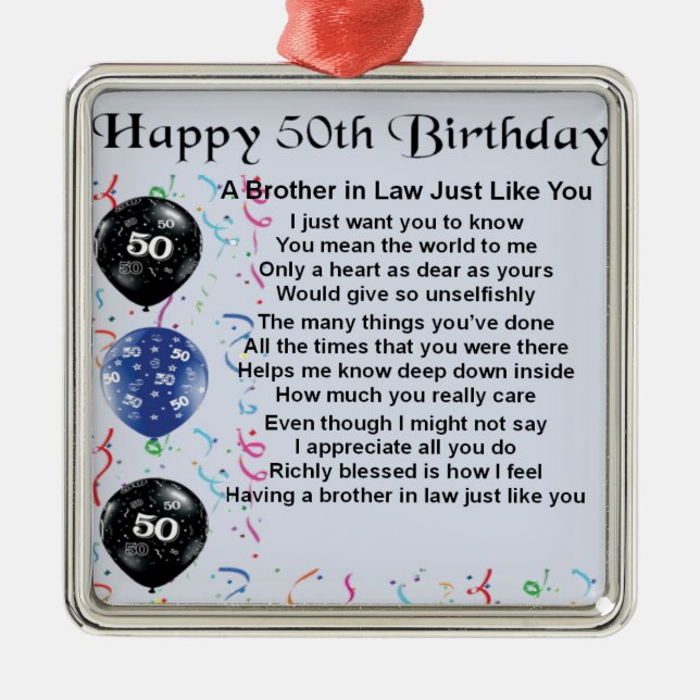 Ornement En Métal Anniversaire de poème de beau-frère cinquantième (Devant)