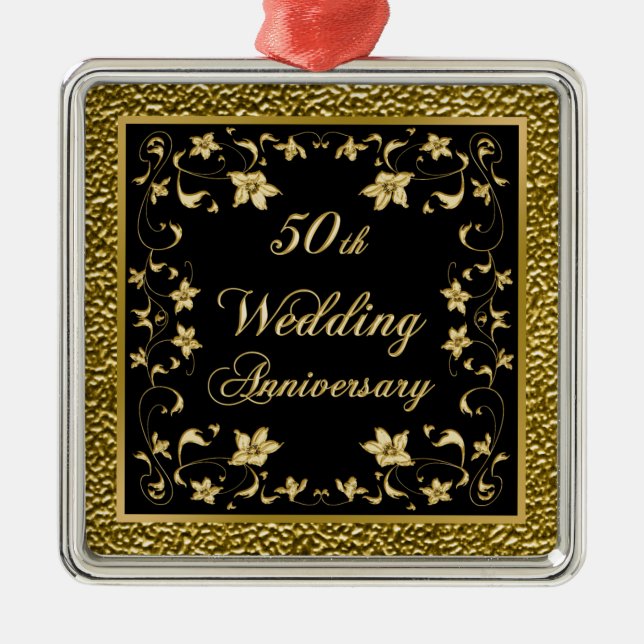 Ornement En Métal Anniversaire du 50e Mariage (Devant)