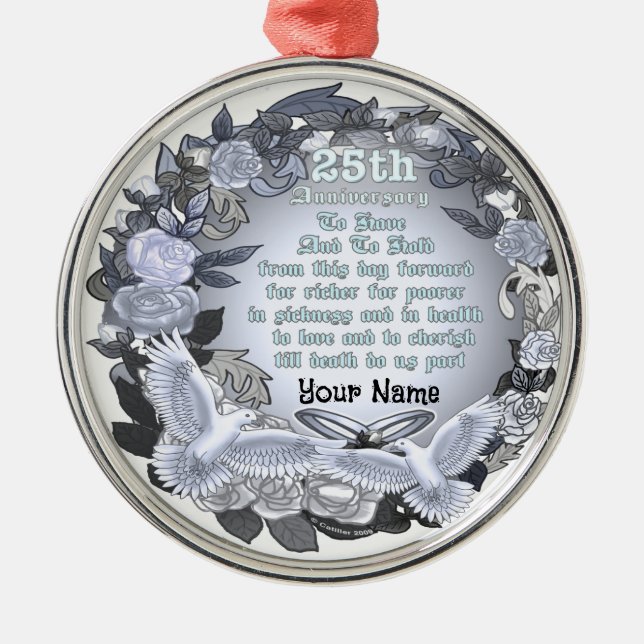 Ornement En Métal Anniversaire du Mariage d'argent (Devant)