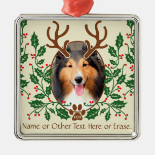 Ornement En Métal Antlers de Noël pour chien / chat Personnaliser la