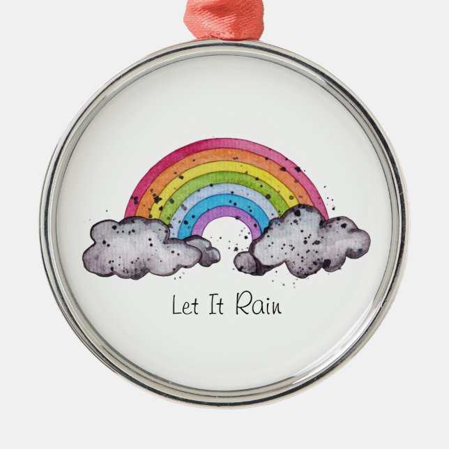 Ornement En Métal Aquarelle Cute Arc-En-Ciel Et Nuages (Devant)