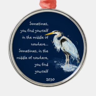 Ornement En Métal Aquarelle Great Blue Heron Citation Inspirante