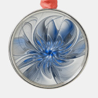 Aquarelle gris bleu Abstrait Fractal Art Flower