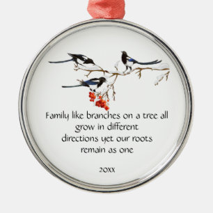 Ornement En Métal Aquarelle Magpie Famille Citation Animal Nature