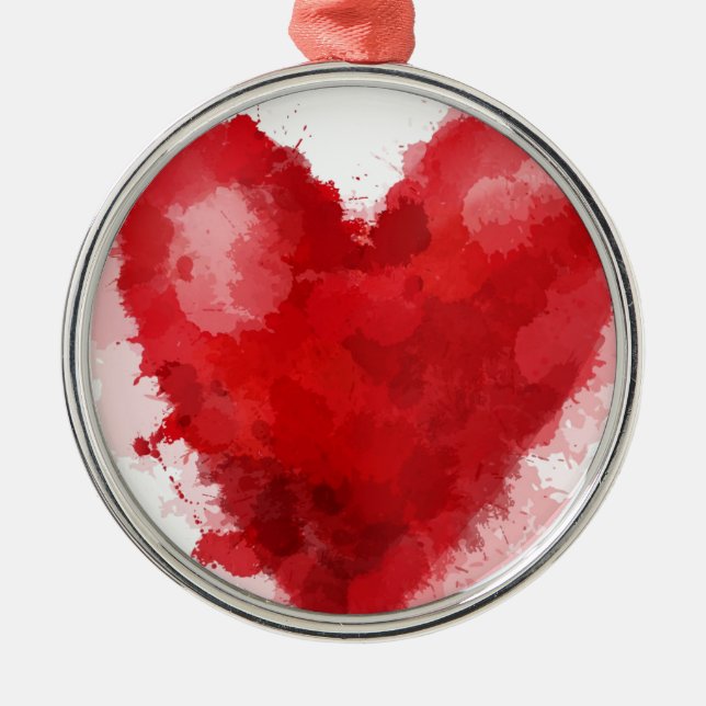 Ornement En Métal Aquarelle rouge coeur gothique fille valentine (Devant)