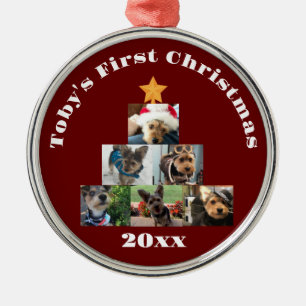 Ornement En Métal Arbre de Noël en collage de photos de chien, chat