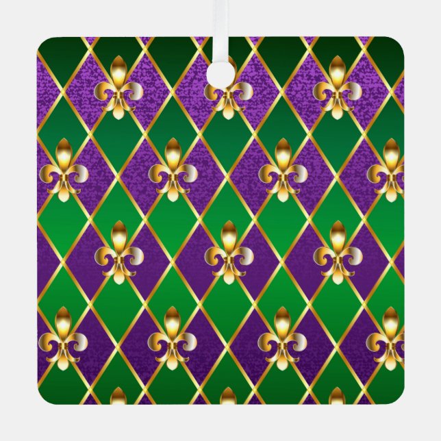 Ornement En Métal Arrière - plan de bijoux Mardi Gras (Recto)