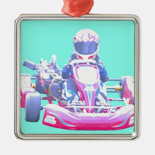 Ornement En Métal Arrière - plan Emballer-Bleu de kart (Devant)