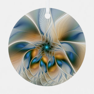 Ornement En Métal Art fractal abstrait et aérien avec du bleu