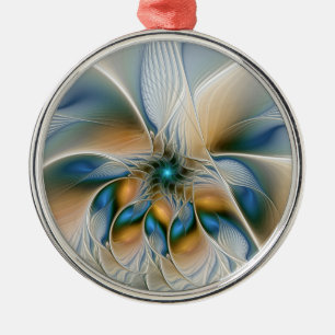Ornement En Métal Art fractal de fantaisie abstraite avec du bleu