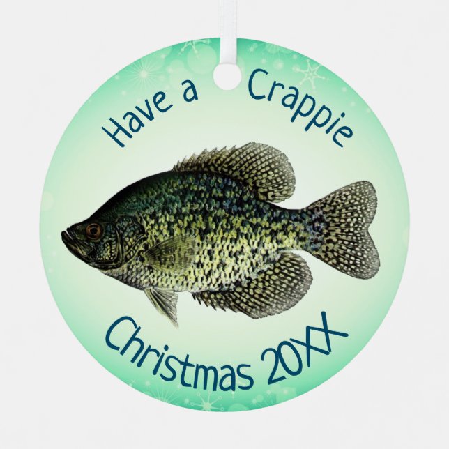 Ornement En Métal "Ayez un Noël de Crappie" Noir Crappie (Recto)