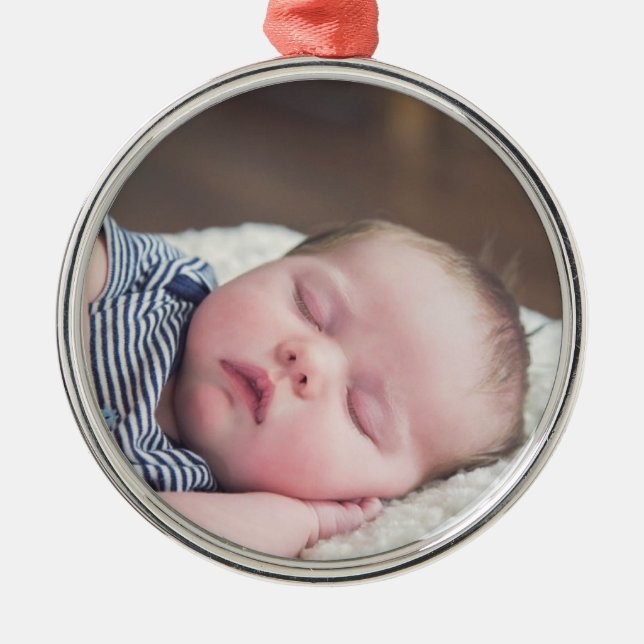 Ornement En Métal Baby Photo Keepsaké de Noël (Devant)