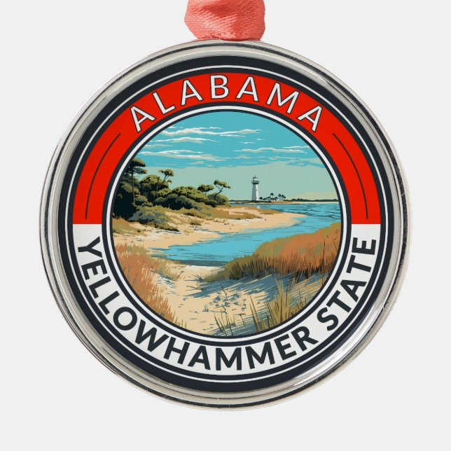 Ornement En Métal Badge d'art de voyage en Alabama (Devant)