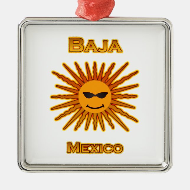 Ornement En Métal Baja Mexique Sun font face à l'icône (Devant)