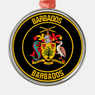 Ornement En Métal Barbados Round Emblem