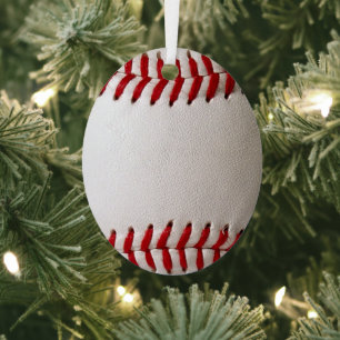 Ornement En Métal Baseball et Softball Classiques Couture Rouge