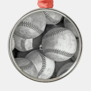 Ornement En Métal Baseball noir et blanc