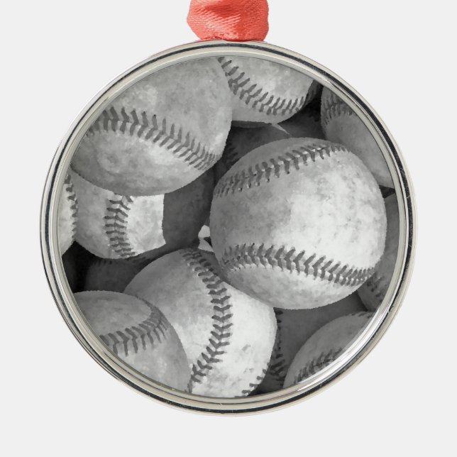Ornement En Métal Baseball noir et blanc (Devant)