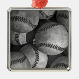 Ornement En Métal Baseball noir et blanc