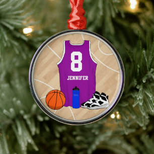 Ornement En Métal Basketball Jersey on court Magenta
