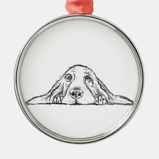 Ornement En Métal basset blanc (Devant)