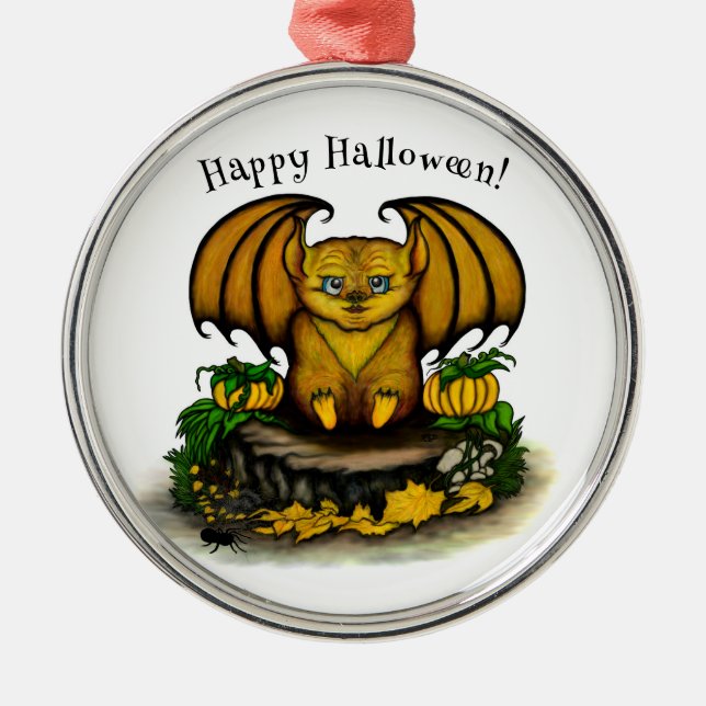 Ornement En Métal Bat d'Halloween mignonne (Devant)