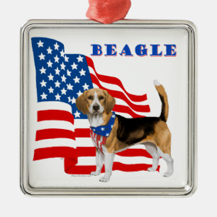 Ornement En Métal Beagle avec drapeau américain