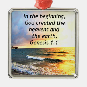 ORNEMENT EN MÉTAL BEAUTIFUL GENESIS 1:1 BIBLE QUOTE DESIGN