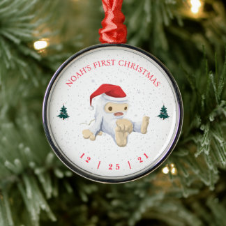 Ornement En Métal Bébé mignon Yeti premier Noël