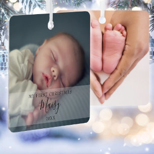 Ornement En Métal Bébé Moderne 2 Photo Mon Premier Noël