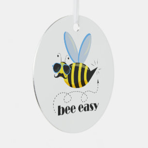 Ornement En Métal Bee caractère avec mustache lunettes de soleil Bee